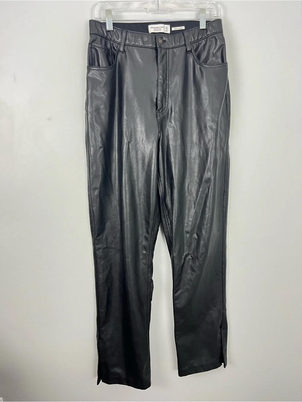Abercrombie & Fitch 90s Straight Ultra High Rise Vegan Leather Pants Long